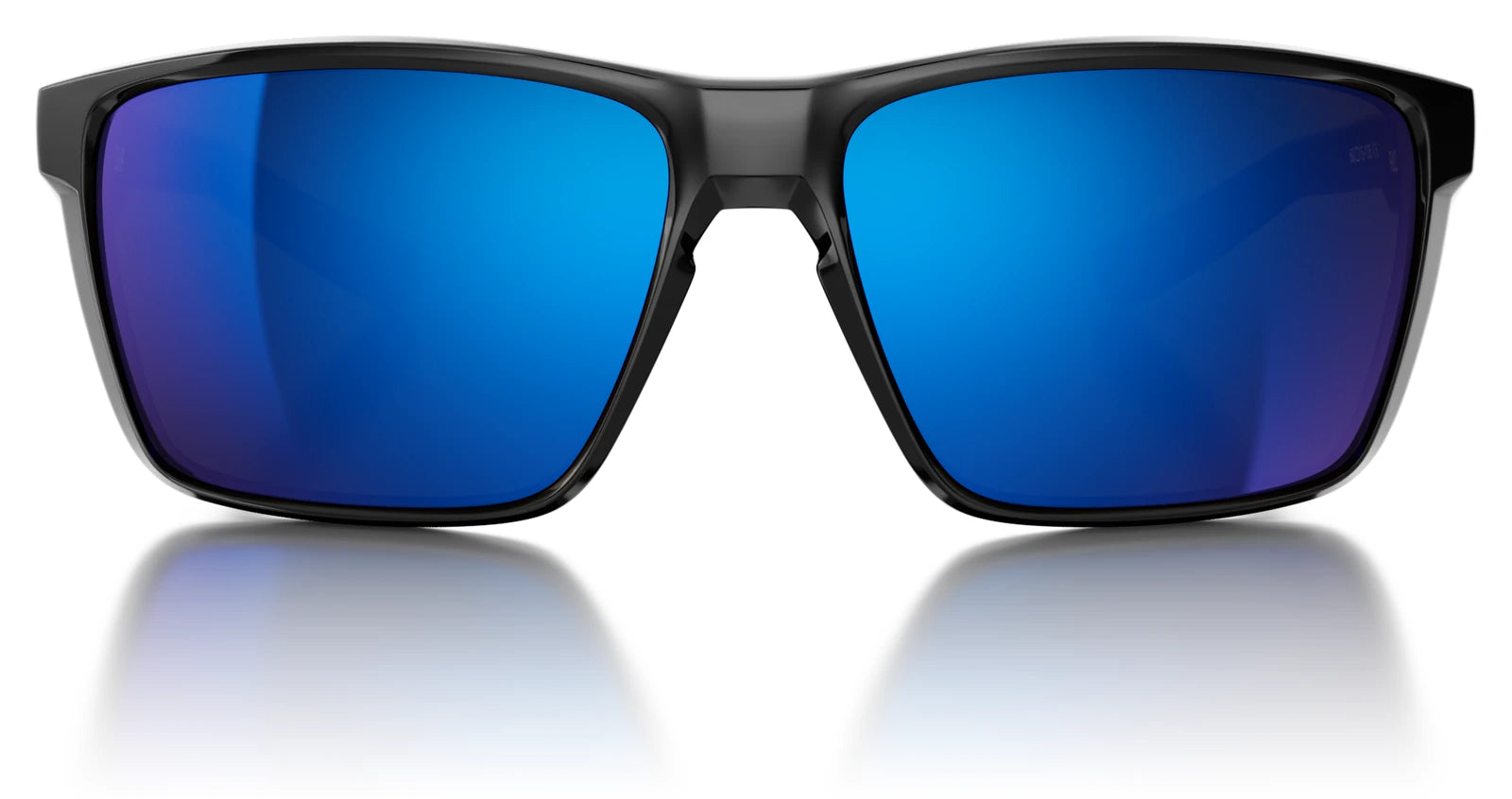 Fulcrum product render, front view in Gloss Black with Tahoe Blue lenses