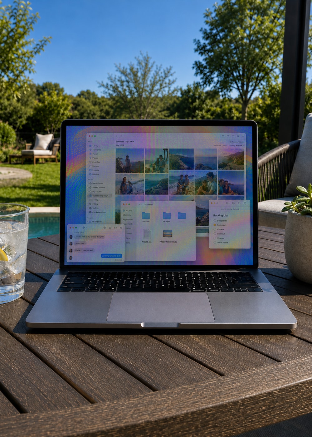 Laptop screen dimmed and rainbowed through standard polarized lenses